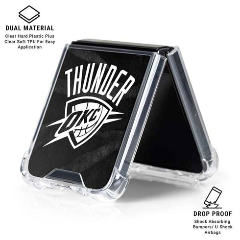 NBA Oklahoma City Thunder Black Animal Print Galaxy Z Flip6 Clear Case